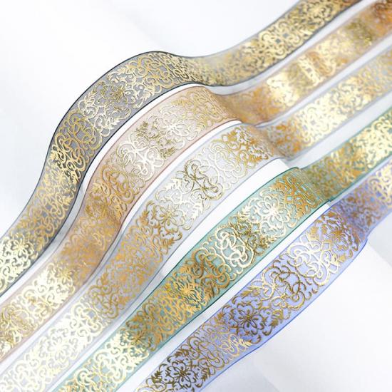 25mm Gold Foiled Tulle Organza Ribbons